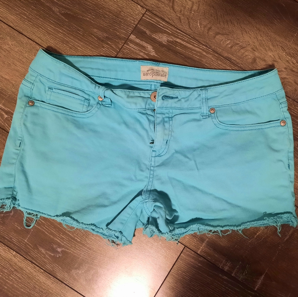 Aeropostle teal blue cut off shorts